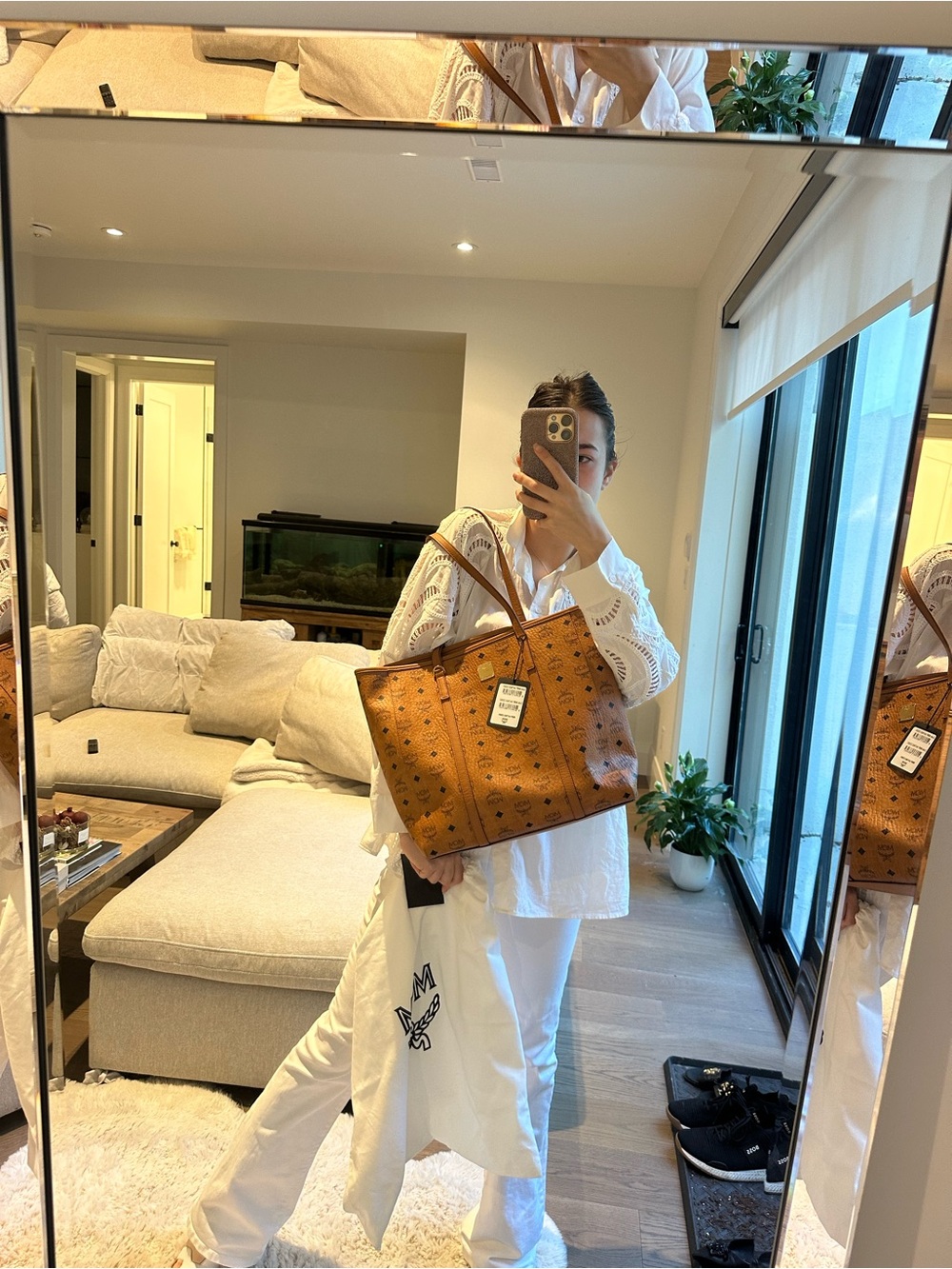 MCM Cognac Visetos Signature Tote